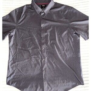 Mix & NY Men's Performance Slim Fit Gray Short Sleeve Button Up Shirt Size XL